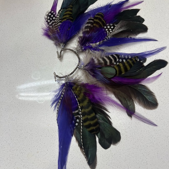 Hand Crafted Purple and Black Feather Hair Clip - Picture 3 of 3